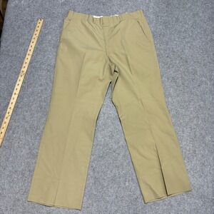 Corbin Ltd Natural Shoulder Trousers Mens 37x28.5 Tan Khaki Flat Front Chinos